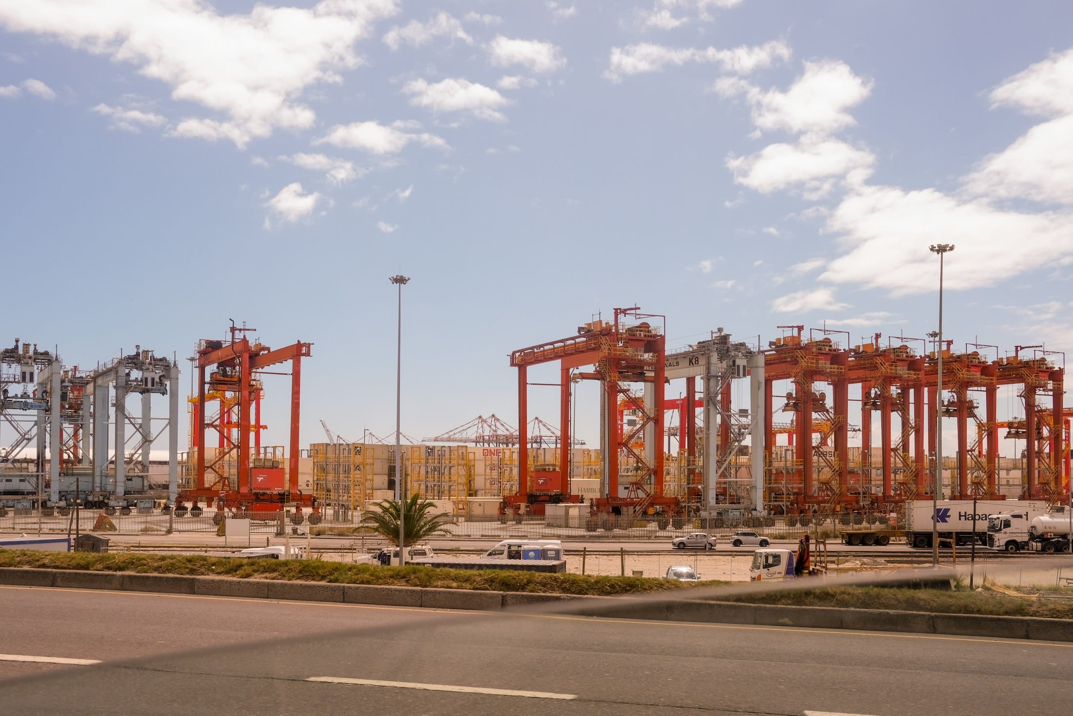 Port cranes loading containers